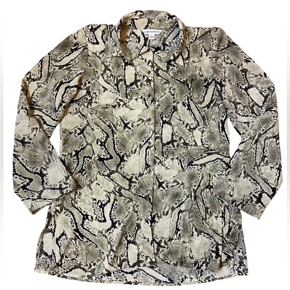 Counterparts Women's Animal Print Button-down Blouse Size Small - Picture 10 of 14